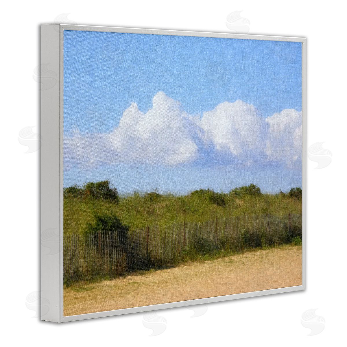 Graffitee Studios Vast Pasture with Clouds White Framed Giclee Wall Art Print