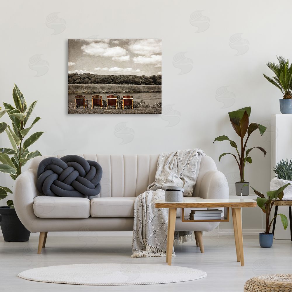 Graffitee Studios Adirondacks Lake View Canvas Wall Art Print in Room