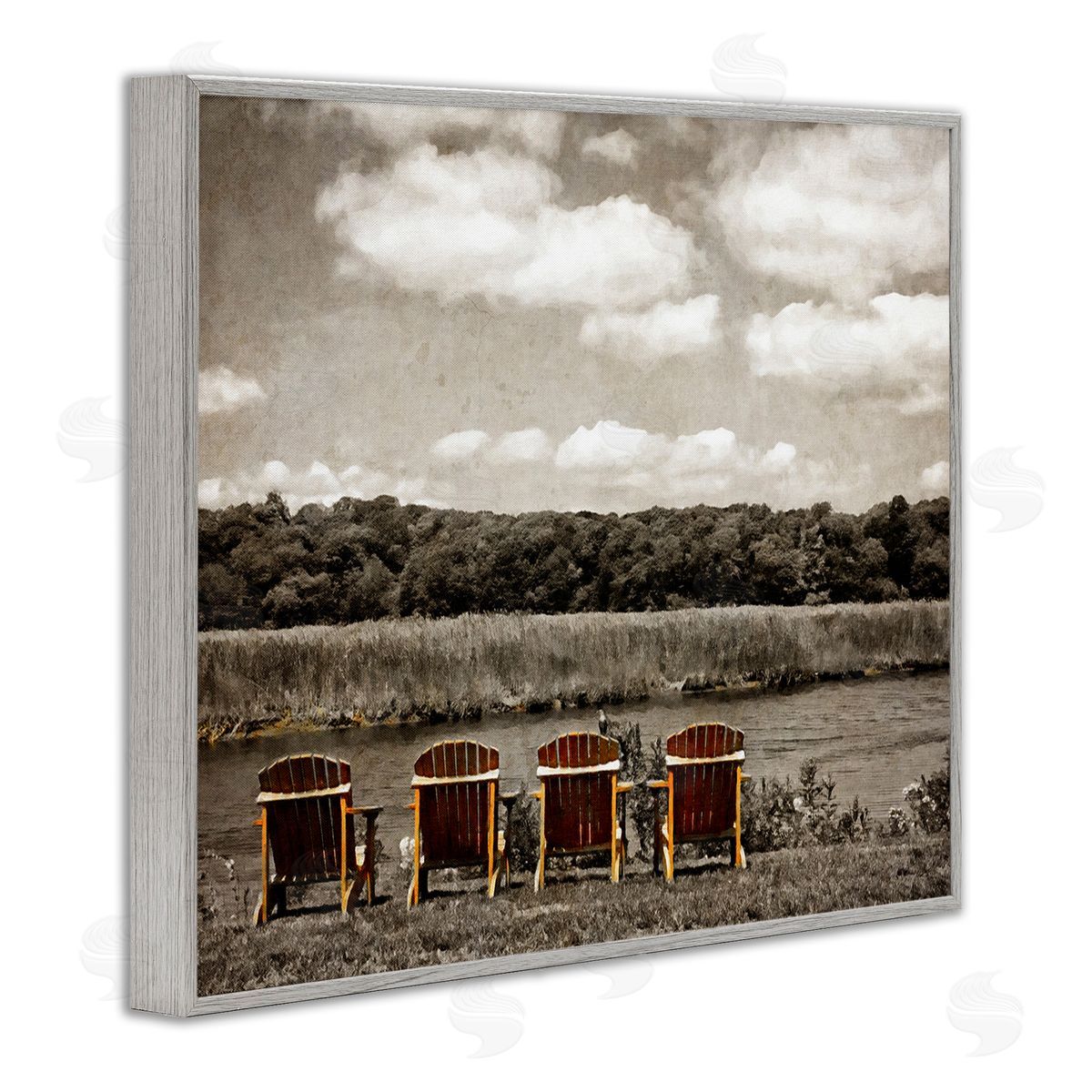 Graffitee Studios Adirondacks Lake View Gray Framed Giclee Wall Art Print
