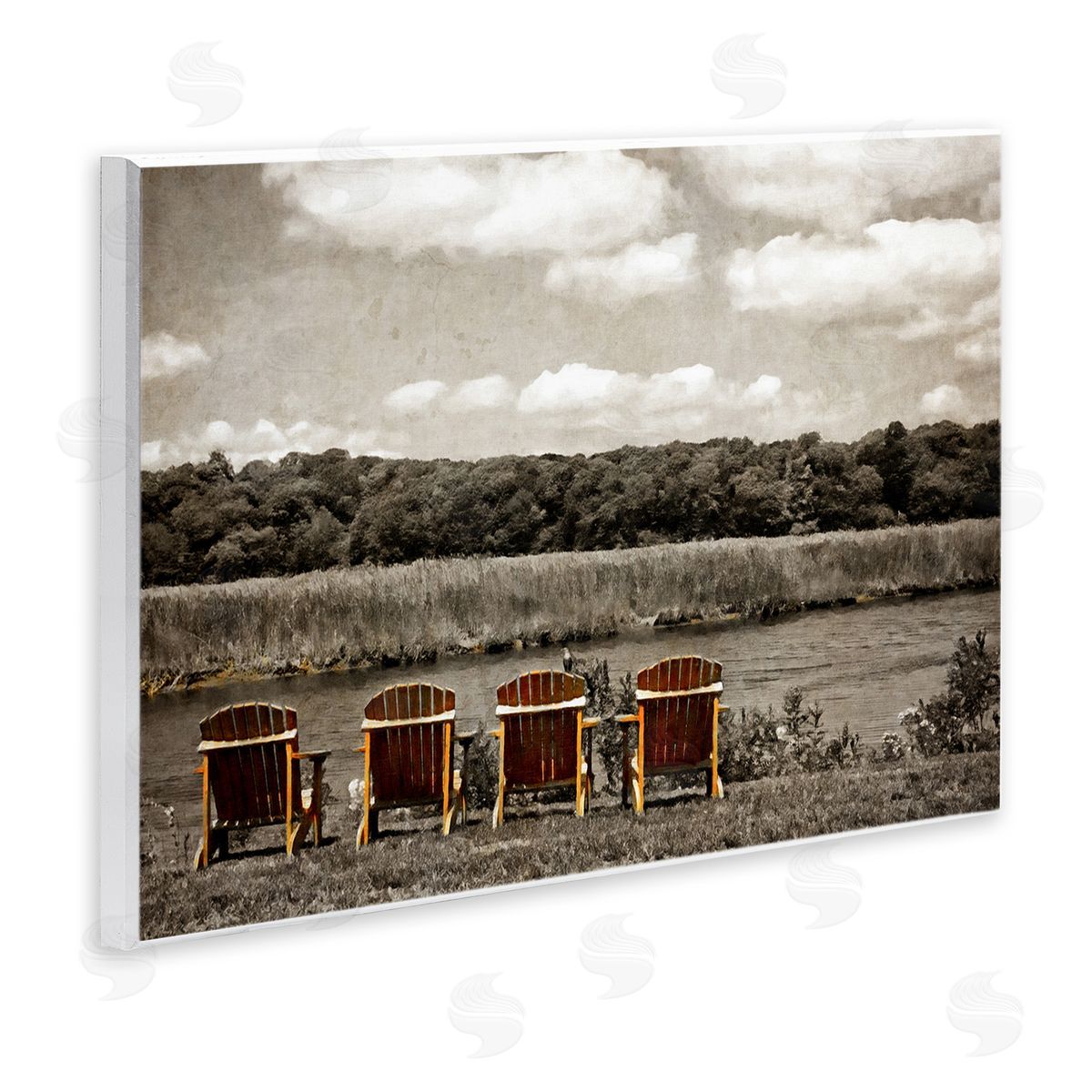 Graffitee Studios Adirondacks Lake View Wooden Wall Plaque Art Print