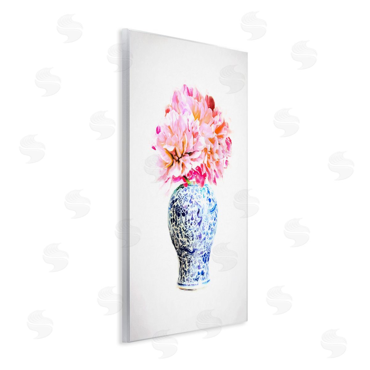 Graffitee Studios Dahlia with Oriental Vase Wooden Wall Plaque Art Print