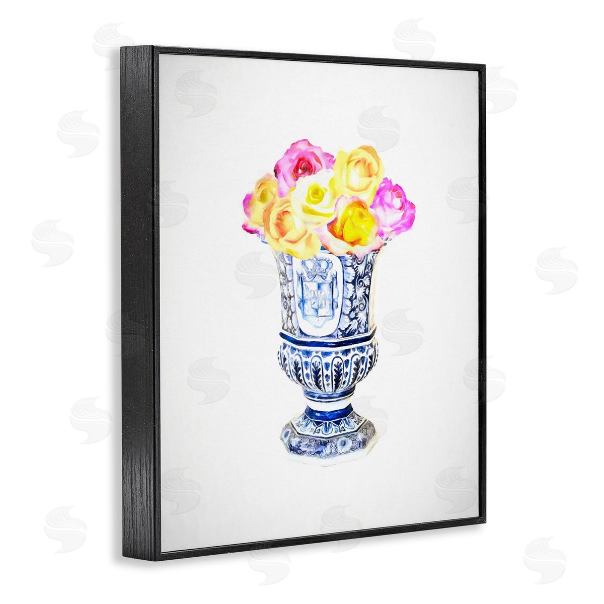 Graffitee Studios Pink & Yellow Bouquet Black Framed Giclee Wall Art Print