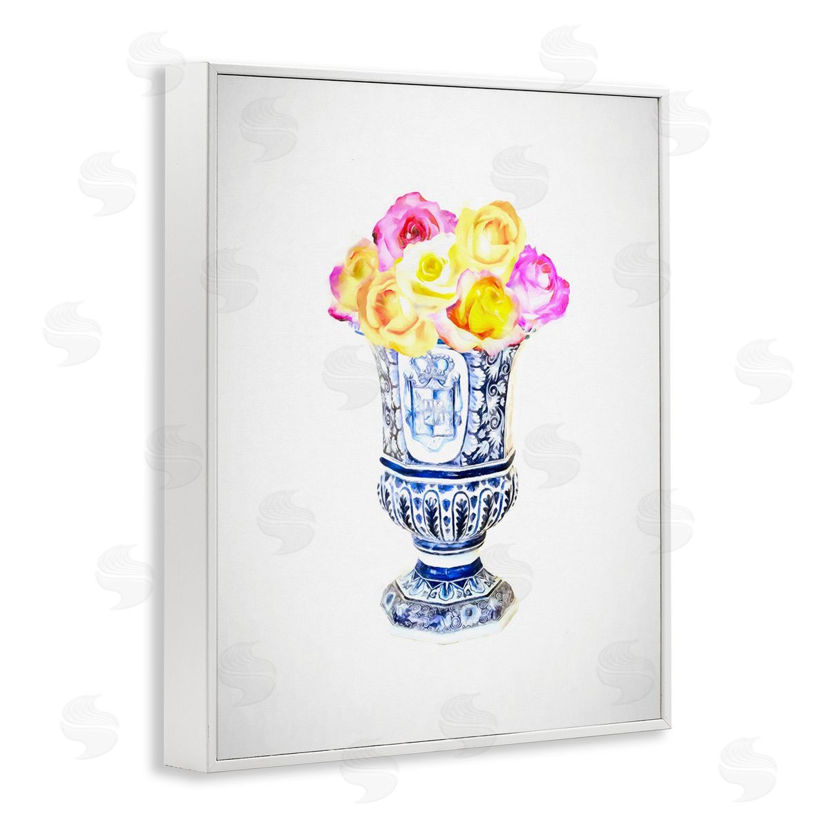 Graffitee Studios Pink & Yellow Bouquet White Framed Giclee Wall Art Print