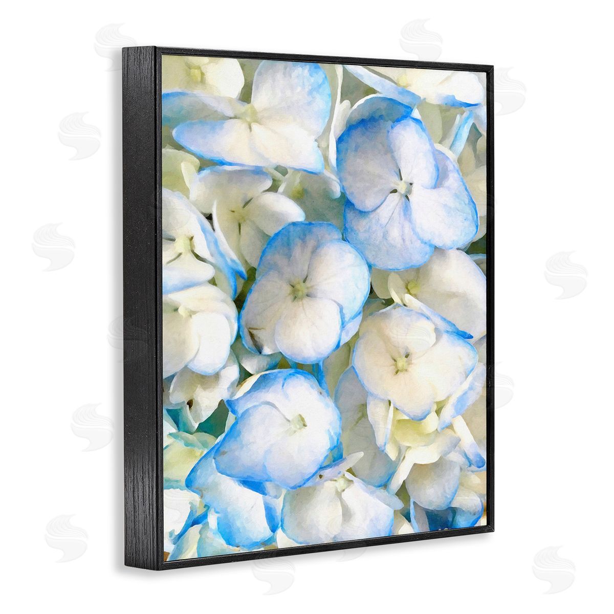 Graffitee Studios Blue Pansies Pattern Black Framed Giclee Wall Art Print