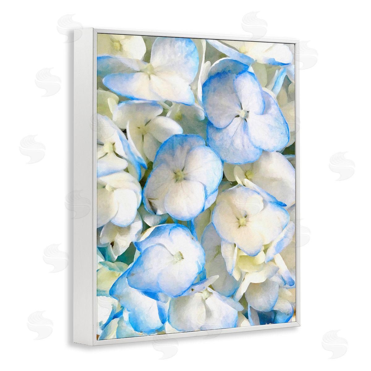 Graffitee Studios Blue Pansies Pattern White Framed Giclee Wall Art Print
