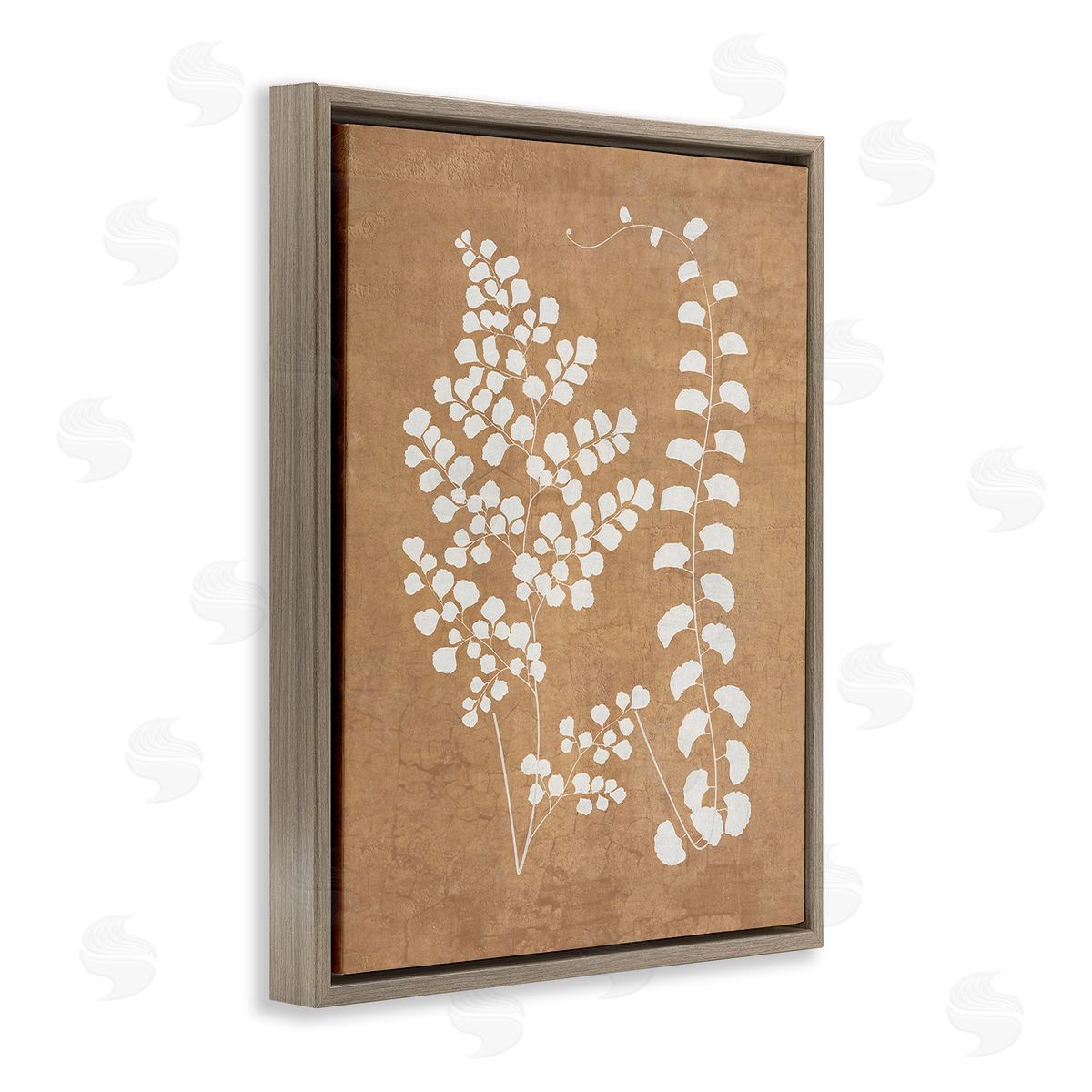 Graffitee Studios Boho Garden Sprigs Brown Floating Frame Canvas Wall Art Print