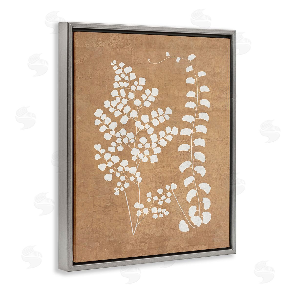 Graffitee Studios Boho Garden Sprigs Gray Floating Frame Canvas Wall Art Print
