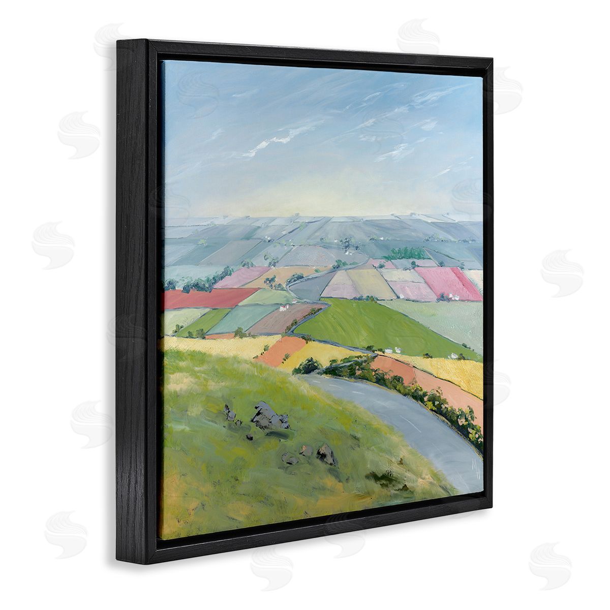 Meredith Howse Overlooking Farm Agriculture Black Floating Frame Canvas Wall Art Print