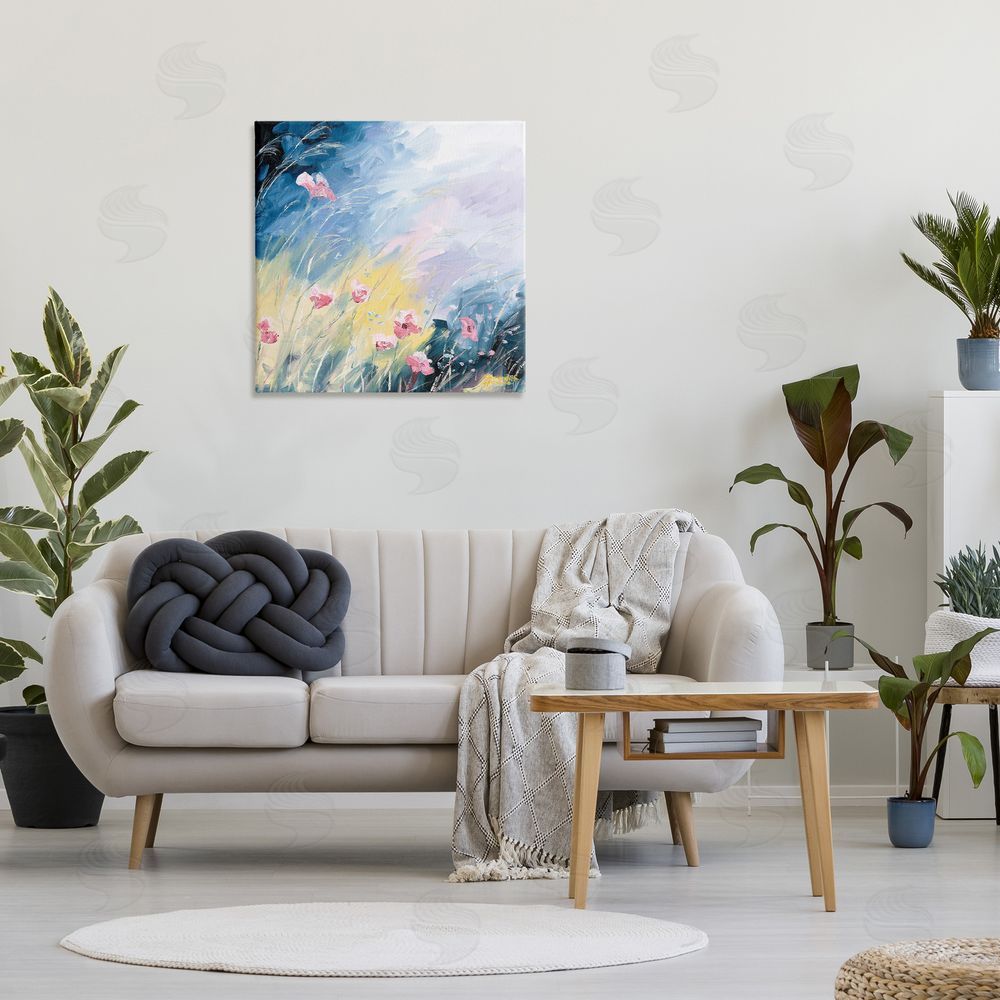 Meredith Howse Flowers with Abstract Ombre Canvas Wall Art Print in Room