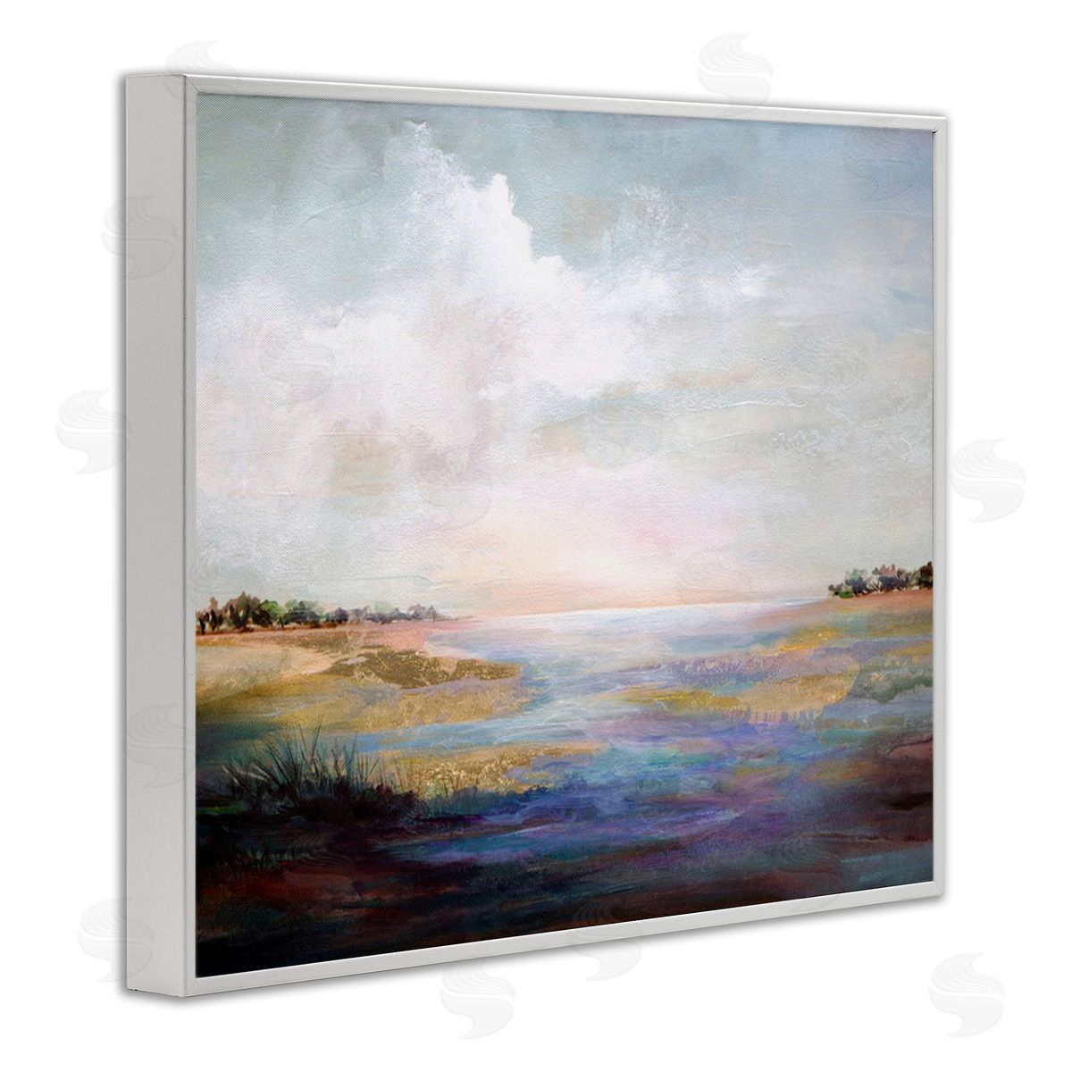 Karen Hale Abstract River Landscape White Framed Giclee Wall Art Print