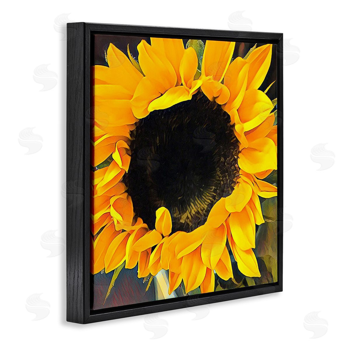 Jessica Manelis Vivid Yellow Sunflower Black Floating Frame Canvas Wall Art Print