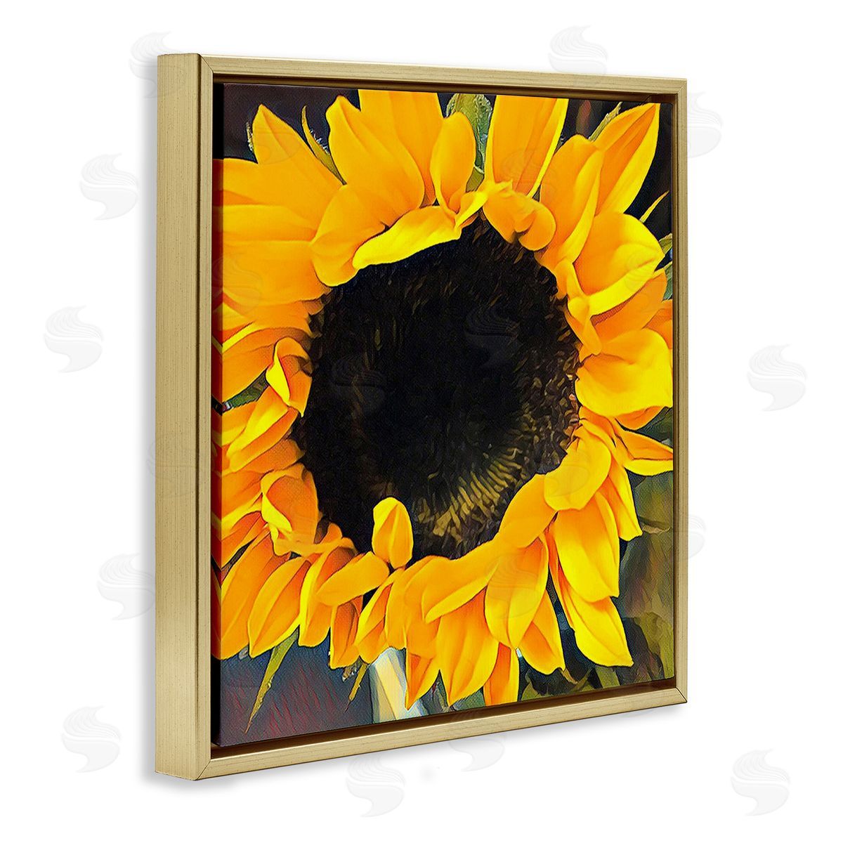Jessica Manelis Vivid Yellow Sunflower Gold Floating Frame Canvas Wall Art Print