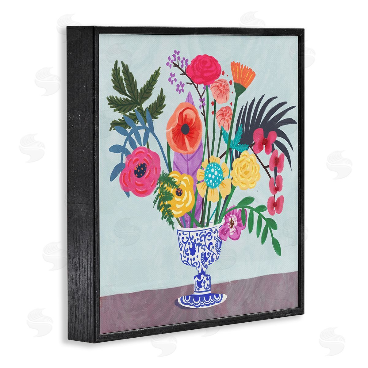 Juliet Rose Philips Modern Bouquet in Vase Black Framed Giclee Wall Art Print