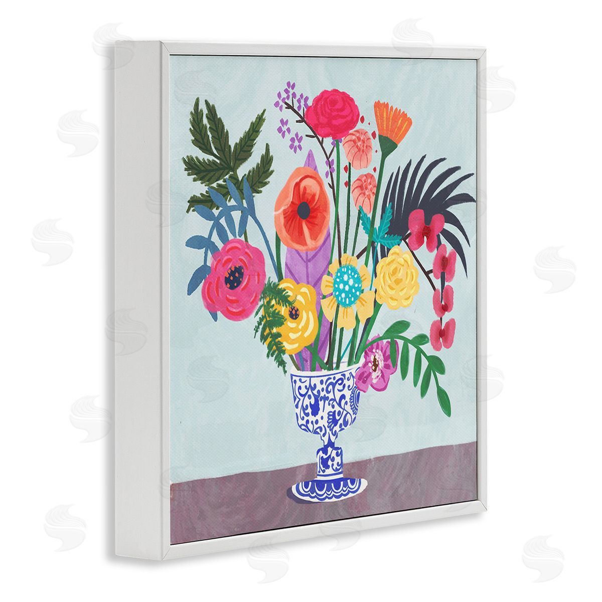 Juliet Rose Philips Modern Bouquet in Vase White Framed Giclee Wall Art Print