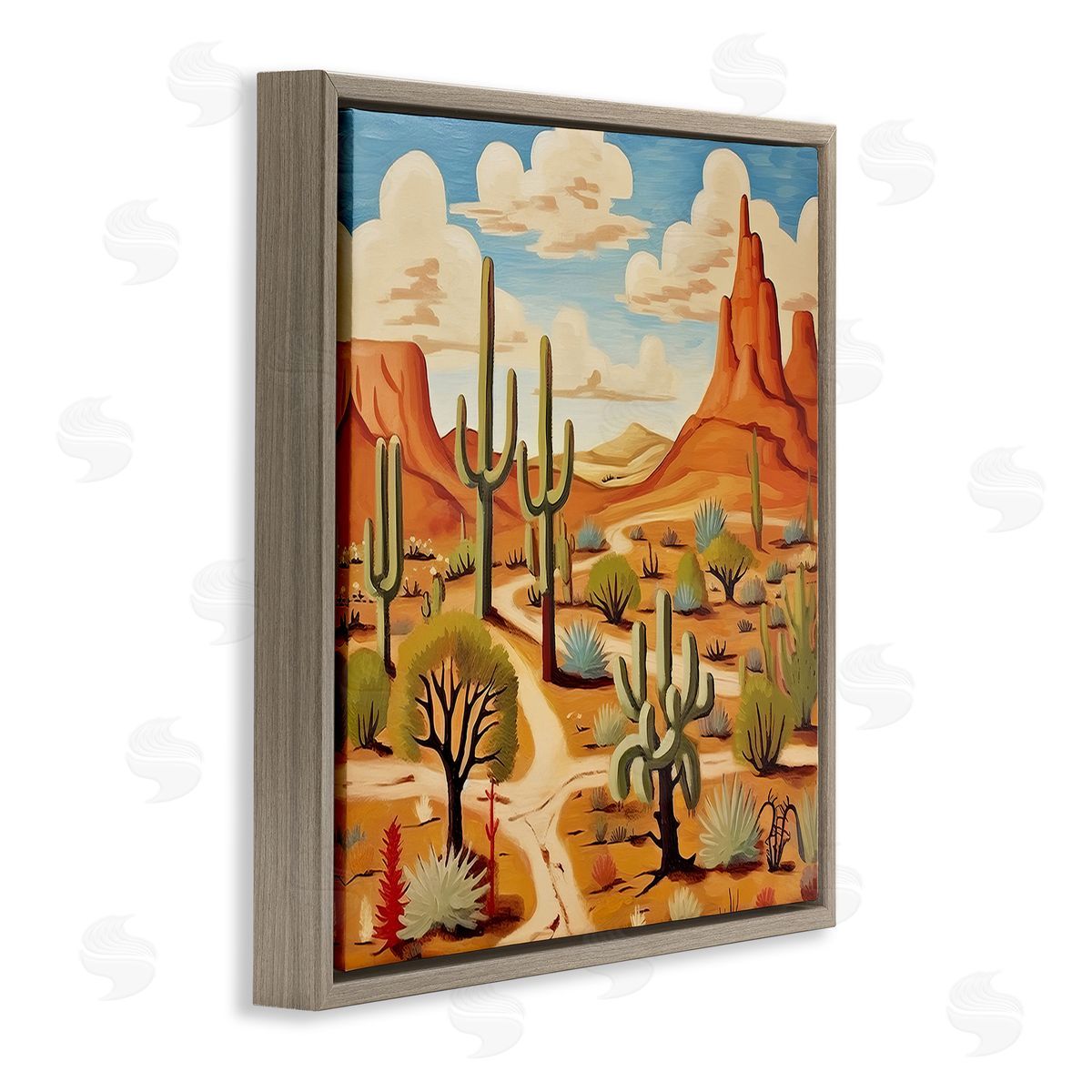 Lazar Studio Desert Canyon Path Brown Floating Frame Canvas Wall Art Print