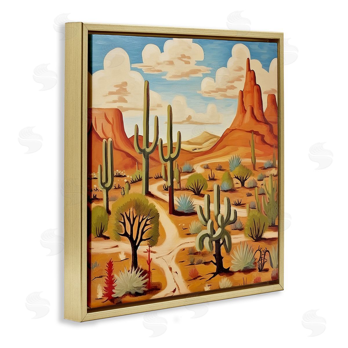 Lazar Studio Desert Canyon Path Gold Floating Frame Canvas Wall Art Print