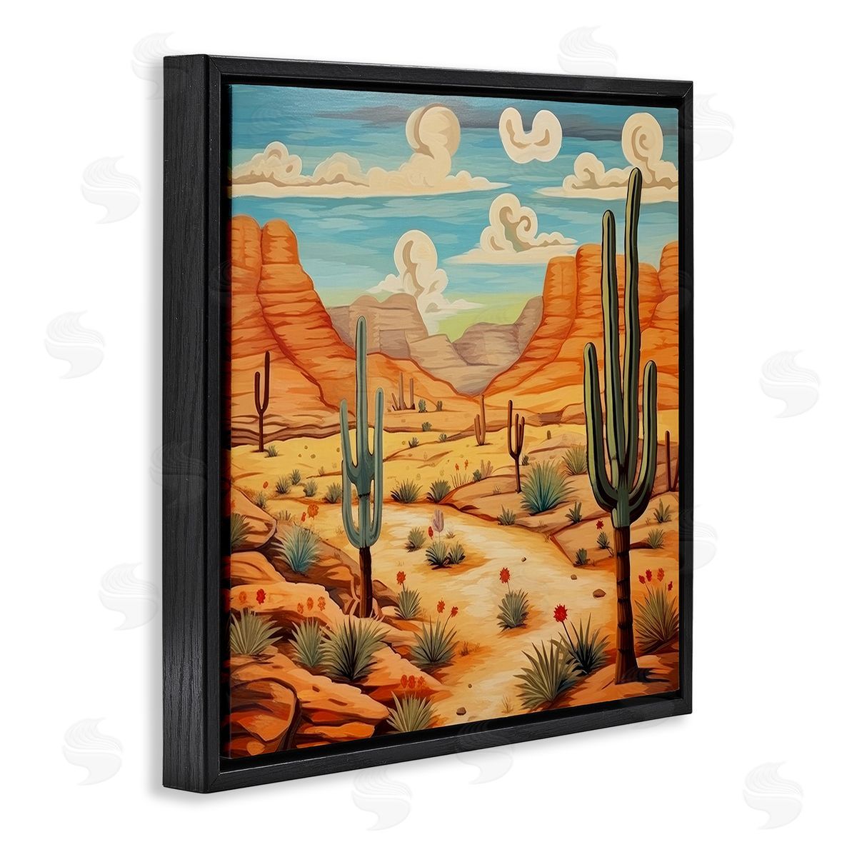 Lazar Studio Desert & Swirling Clouds Black Floating Frame Canvas Wall Art Print