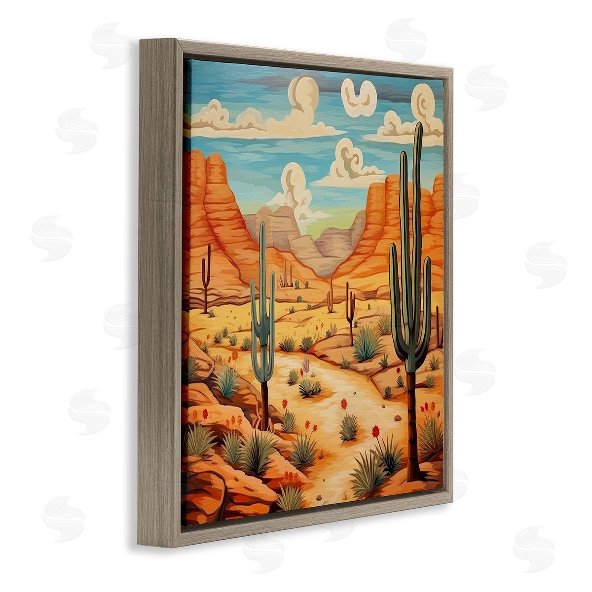 Lazar Studio Desert & Swirling Clouds Brown Floating Frame Canvas Wall Art Print