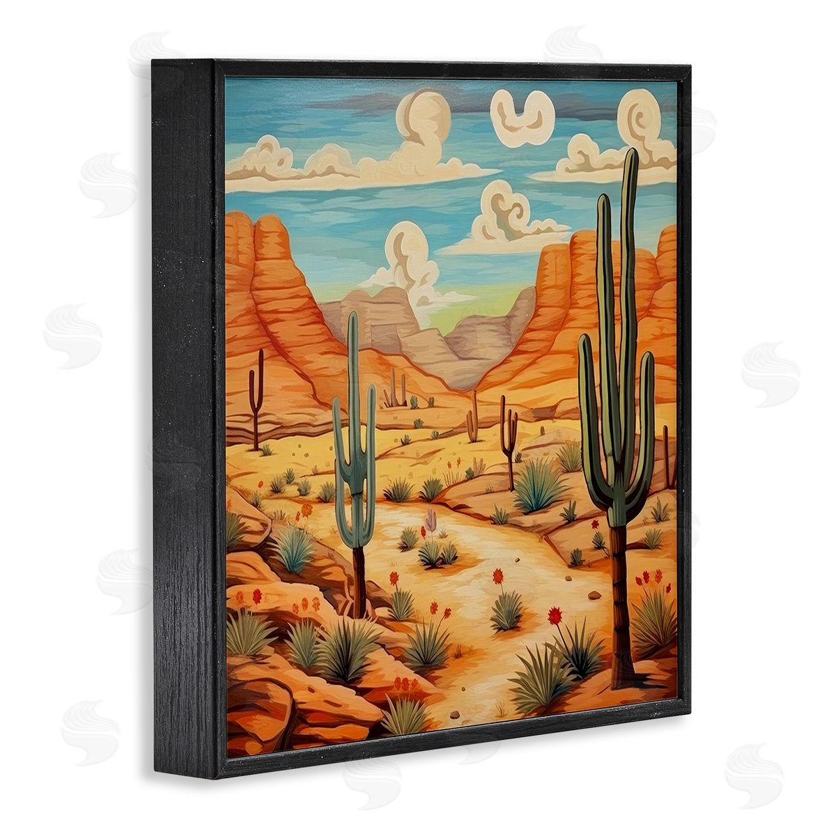 Lazar Studio Desert & Swirling Clouds Black Framed Giclee Wall Art Print