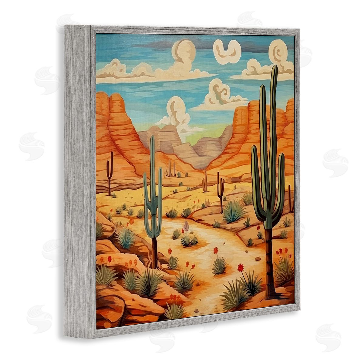 Lazar Studio Desert & Swirling Clouds Gray Framed Giclee Wall Art Print