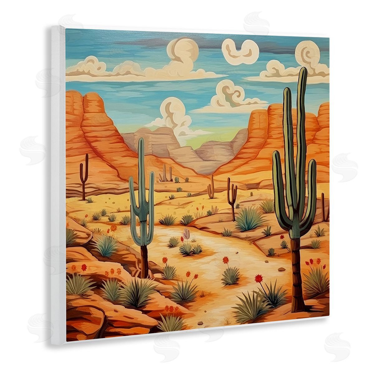 Lazar Studio Desert & Swirling Clouds Wooden Wall Plaque Art Print