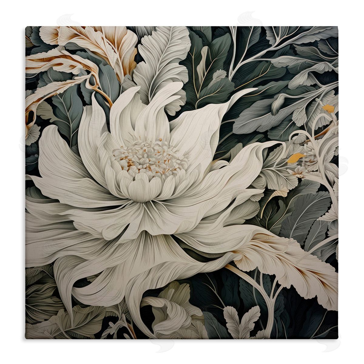 Lazar Studio Traditional Curving Flowers Canvas Wall Art Print