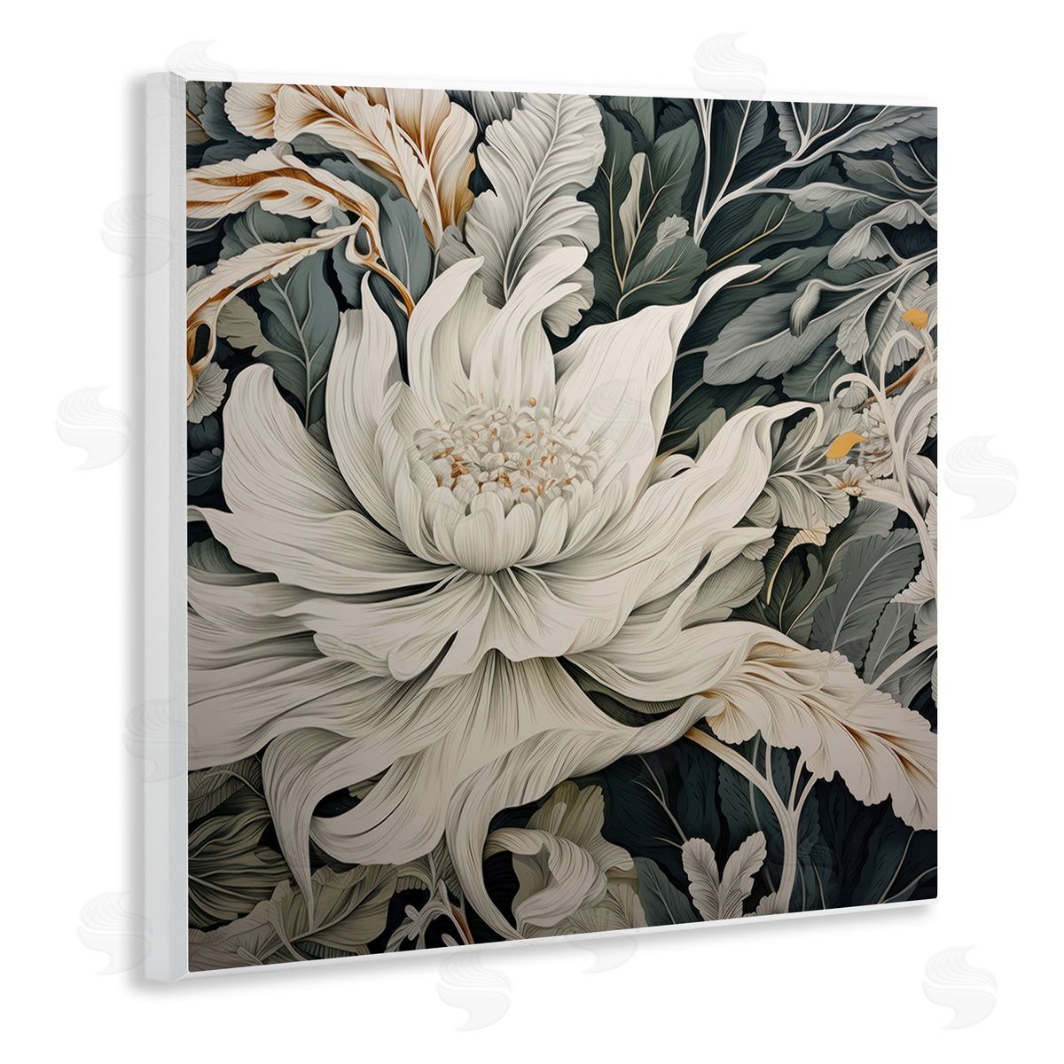 Lazar Studio Traditional Curving Flowers Wooden Wall Plaque Art Print