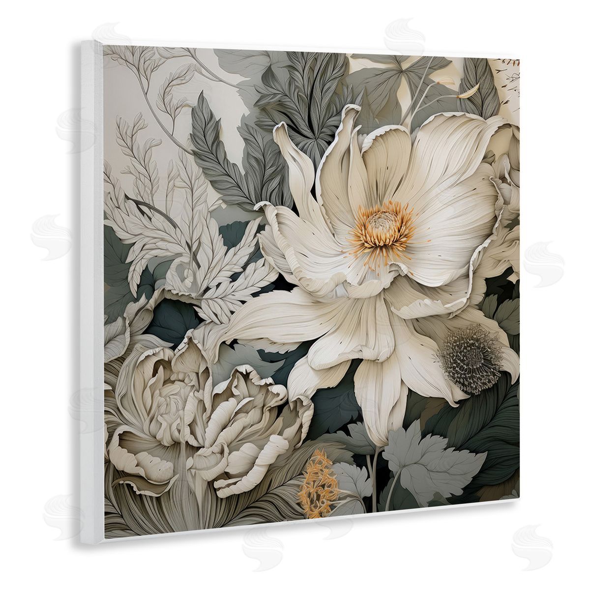 Lazar Studio Vintage Curling Petals Wooden Wall Plaque Art Print