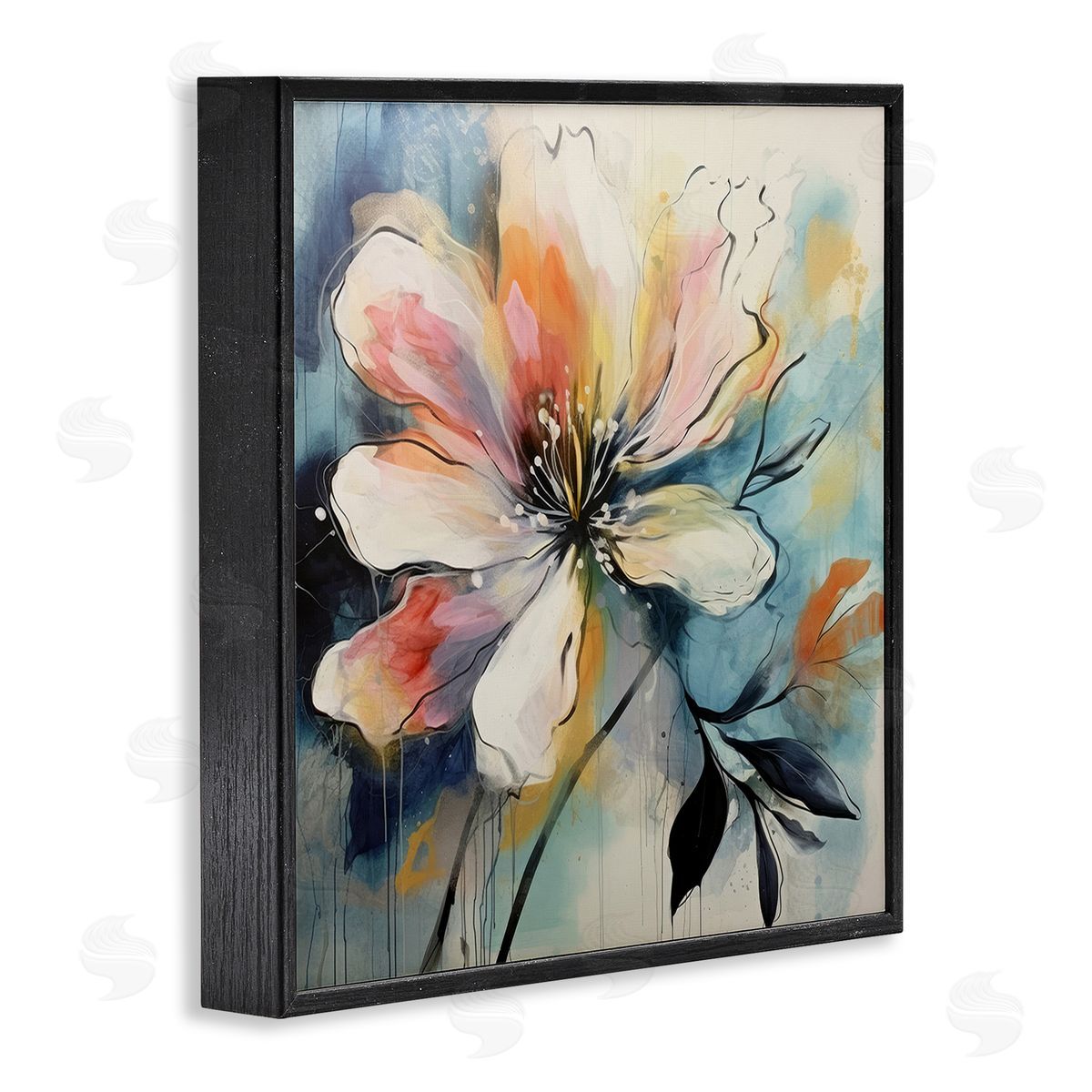 Lazar Studio Modern Pink Blossom Black Framed Giclee Wall Art Print