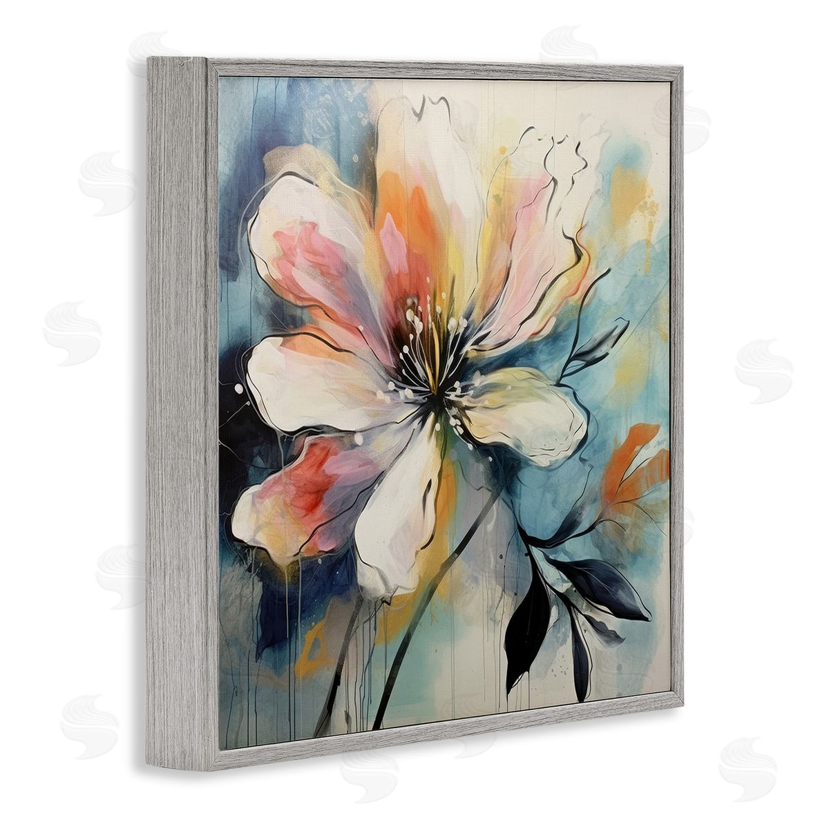 Lazar Studio Modern Pink Blossom Gray Framed Giclee Wall Art Print