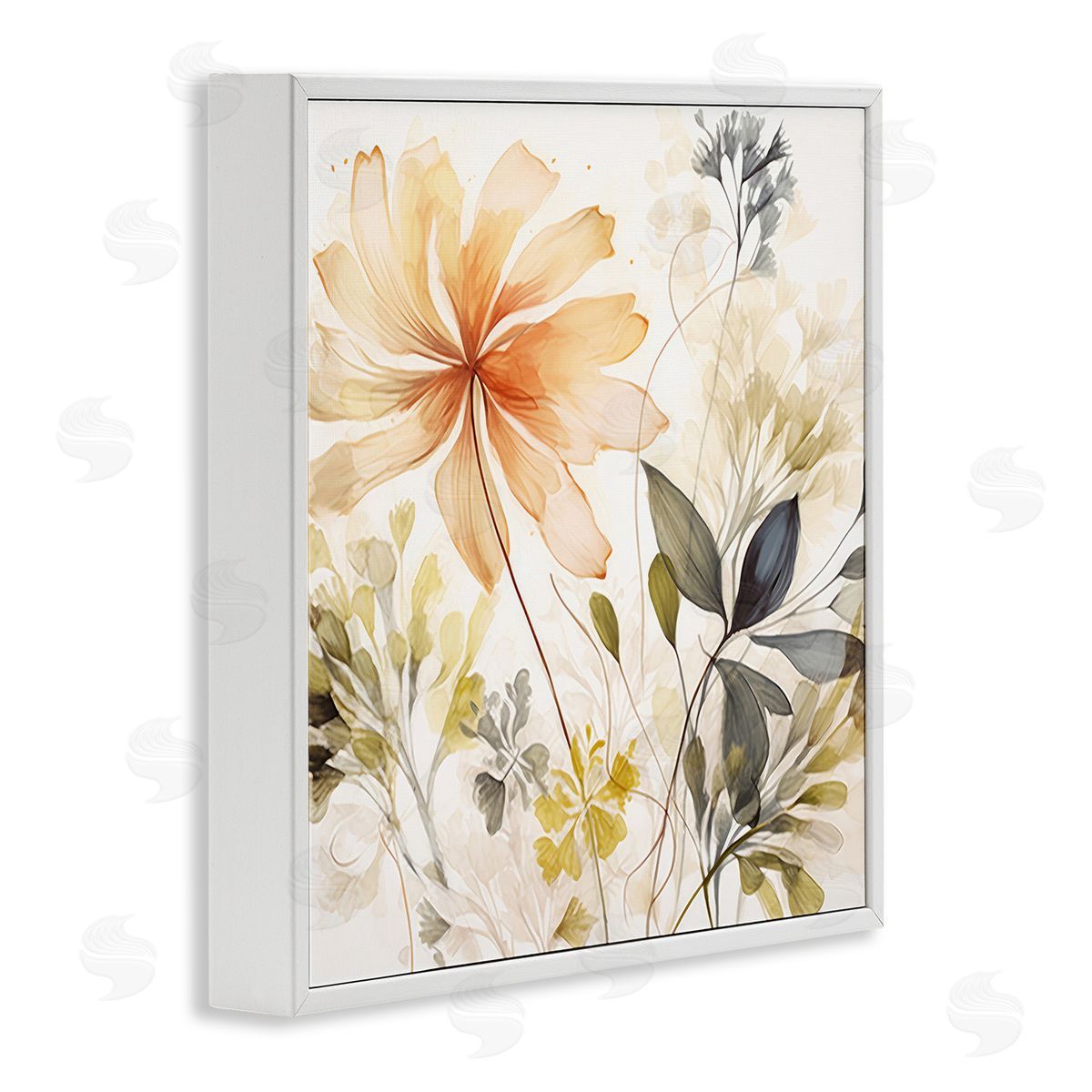 Lazar Studio Botanical Serenity Pattern White Framed Giclee Wall Art Print