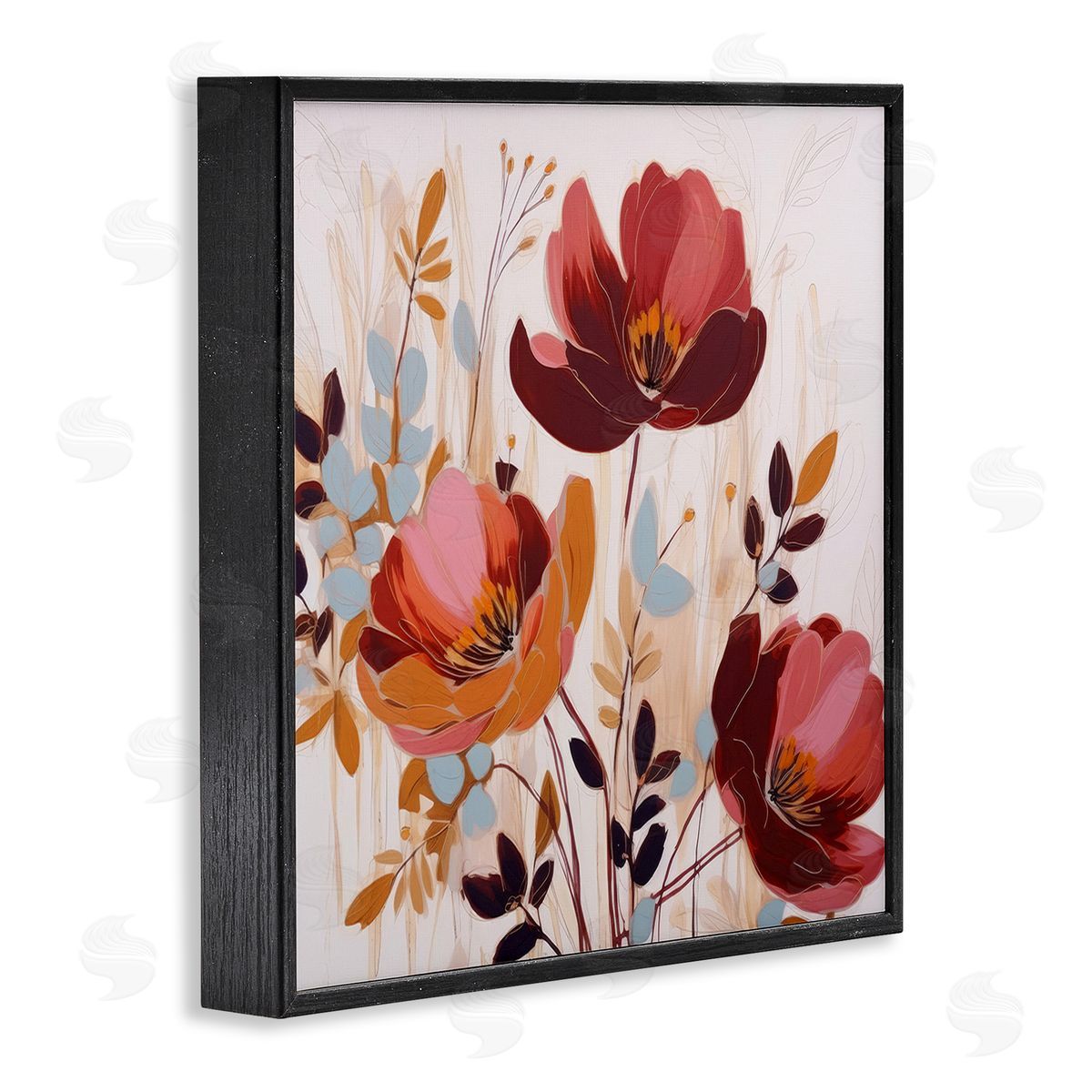 Lazar Studio Red Modern Roses Black Framed Giclee Wall Art Print