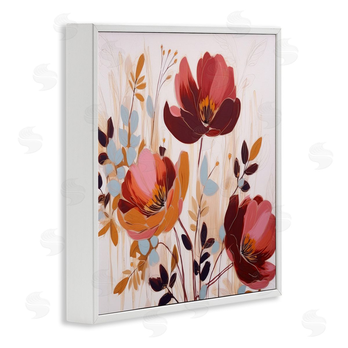 Lazar Studio Red Modern Roses White Framed Giclee Wall Art Print