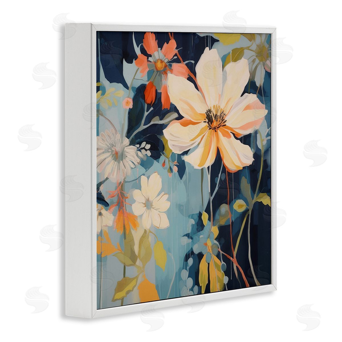 Lazar Studio Varied Flowers Pattern White Framed Giclee Wall Art Print