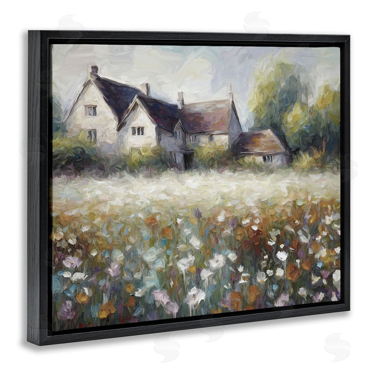 Ramona Murdock Traditional Farmhouse Meadow Black Floating Frame Canvas Wall Art Print
