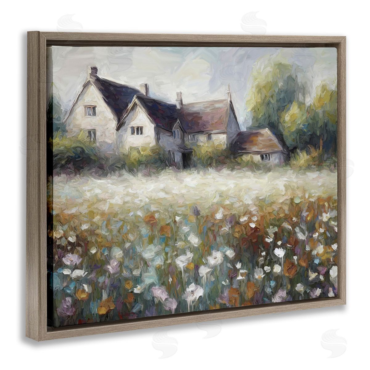 Ramona Murdock Traditional Farmhouse Meadow Brown Floating Frame Canvas Wall Art Print