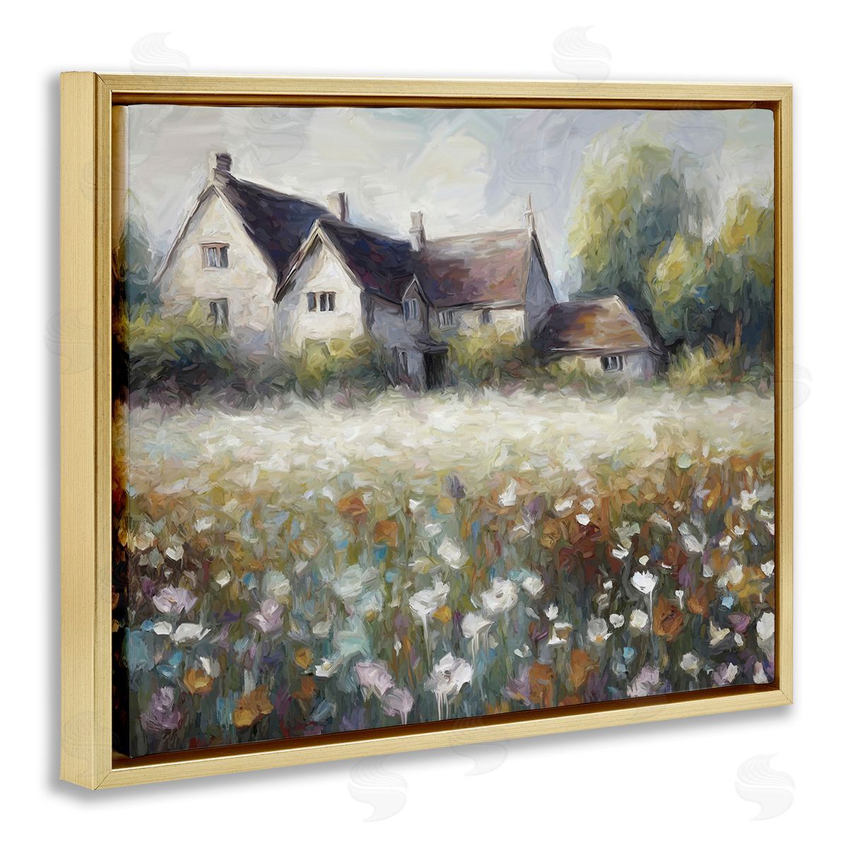 Ramona Murdock Traditional Farmhouse Meadow Gold Floating Frame Canvas Wall Art Print