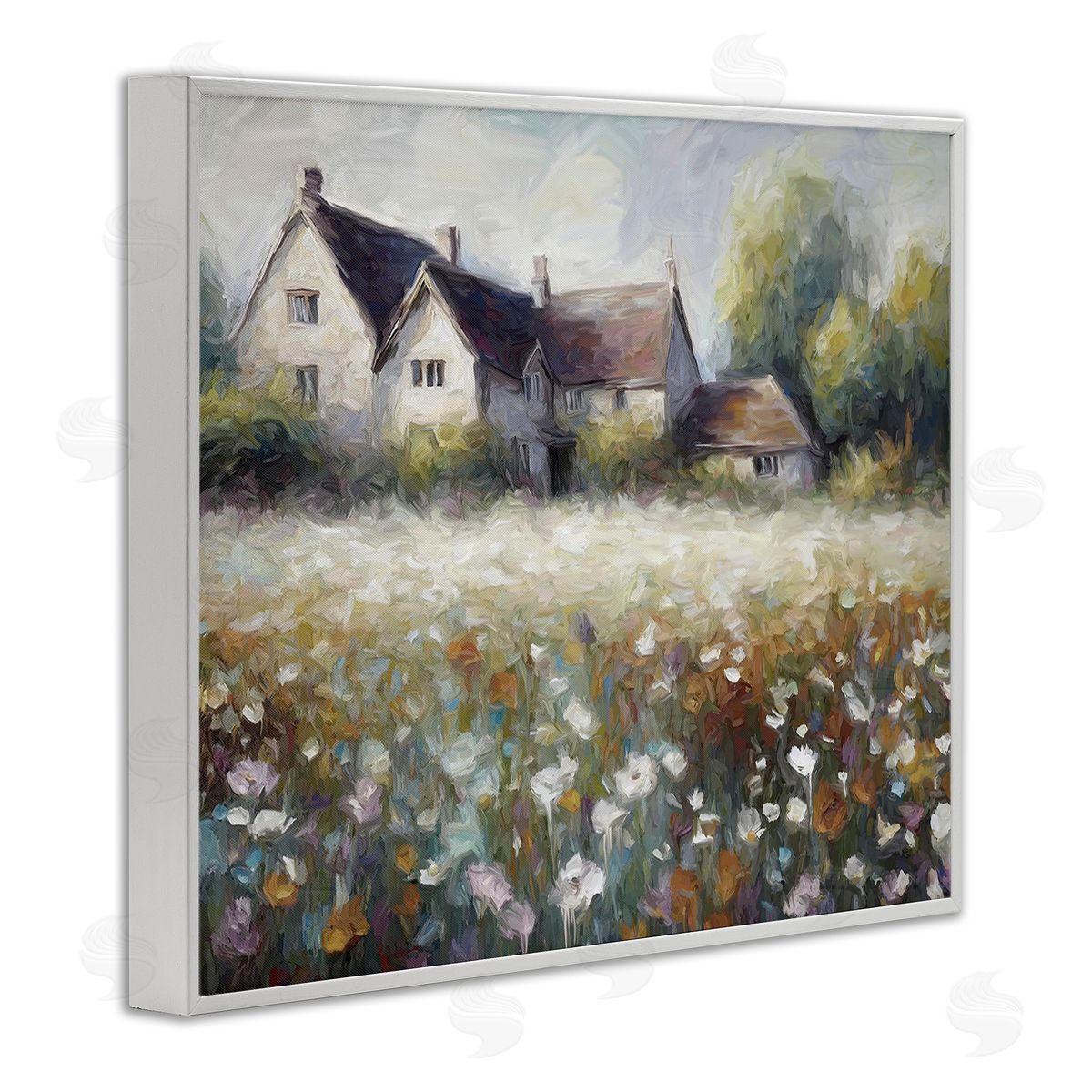 Ramona Murdock Traditional Farmhouse Meadow White Framed Giclee Wall Art Print