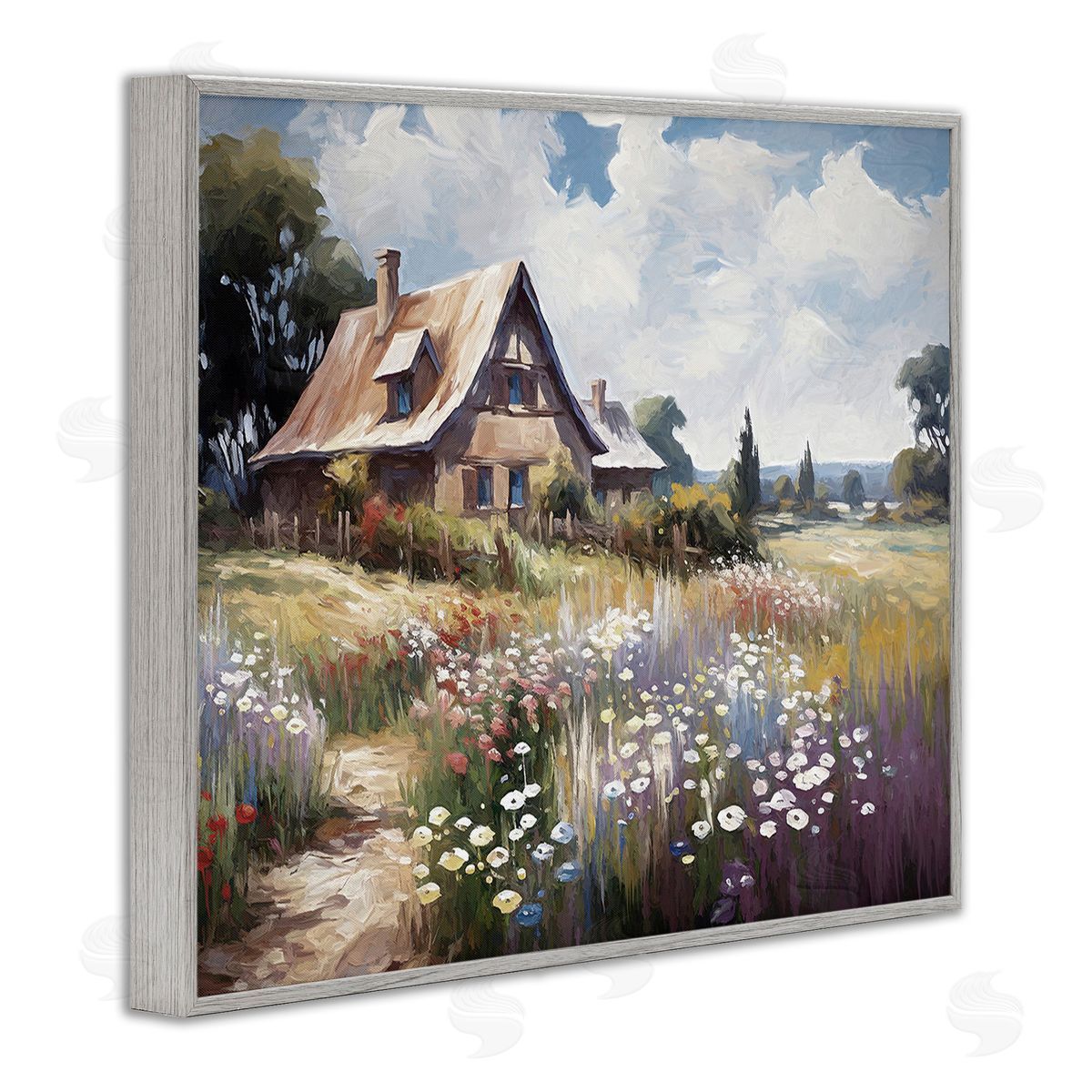 Ramona Murdock Charming Cottage Garden Gray Framed Giclee Wall Art Print