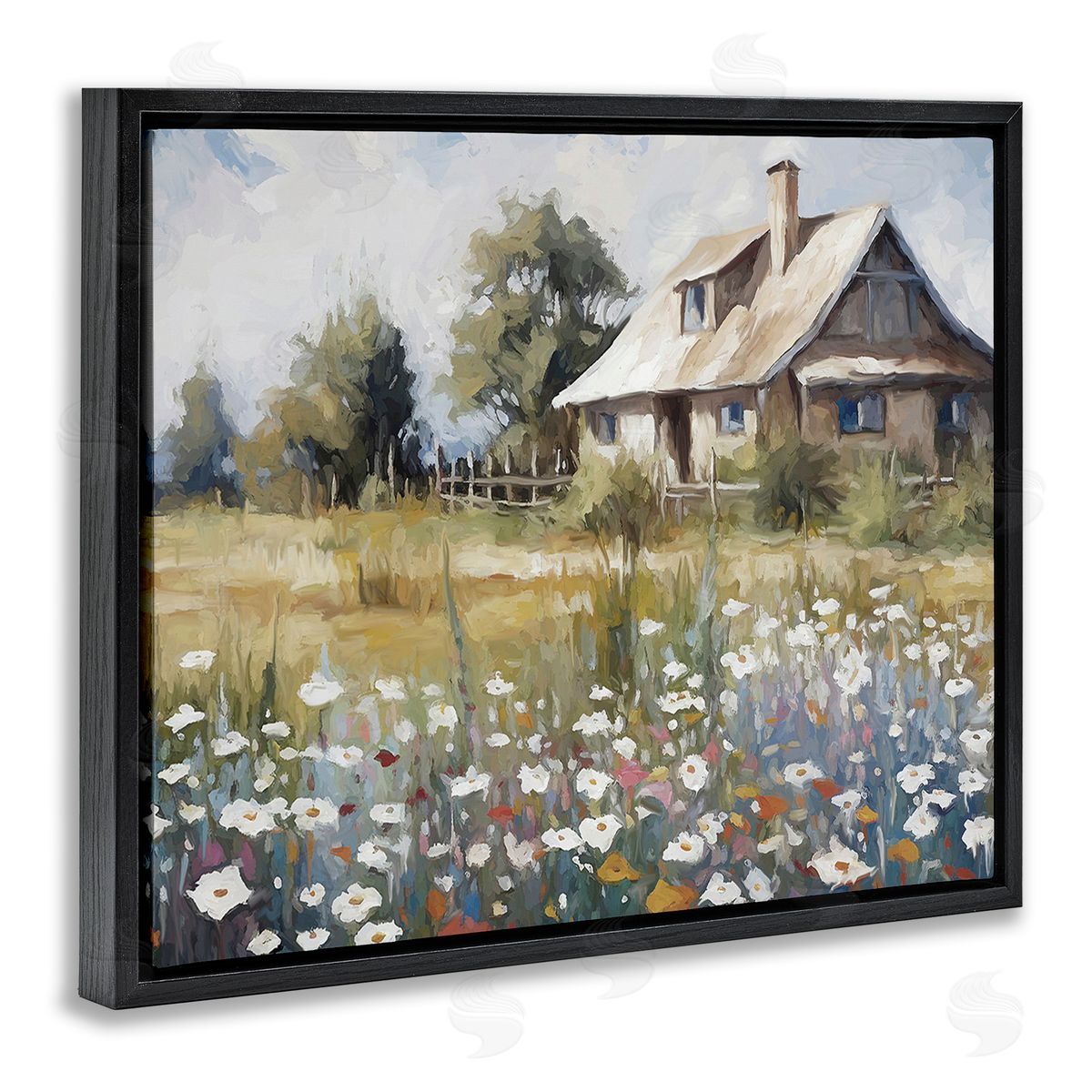 Ramona Murdock Charming Prairie Cottage Black Floating Frame Canvas Wall Art Print