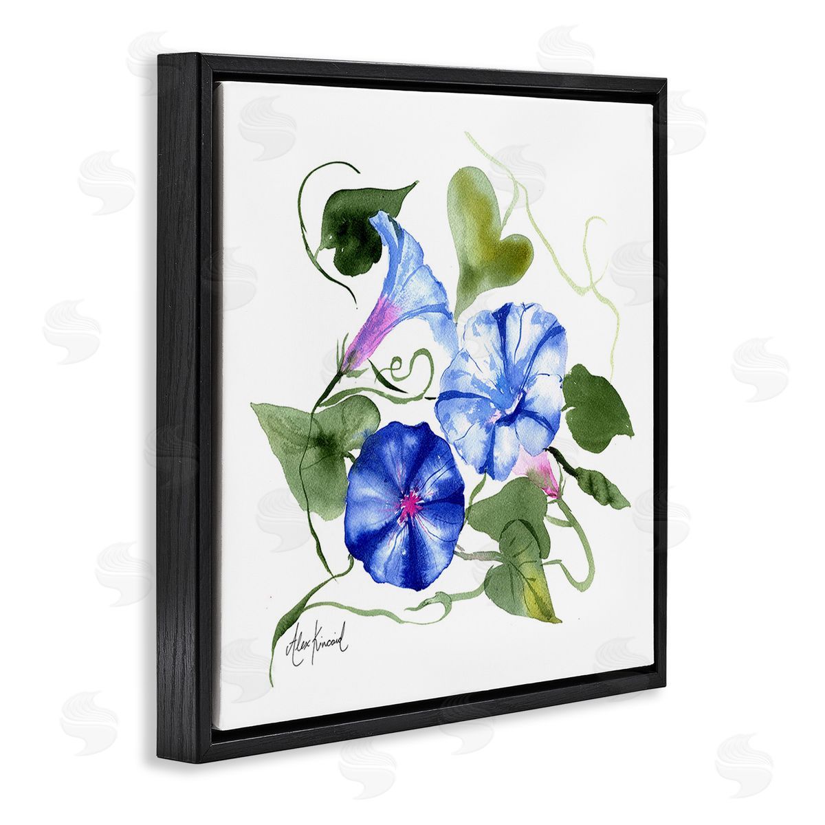 Alexandria Gilbert Kincaid Minimal Morning Glories Black Floating Frame Canvas Wall Art Print