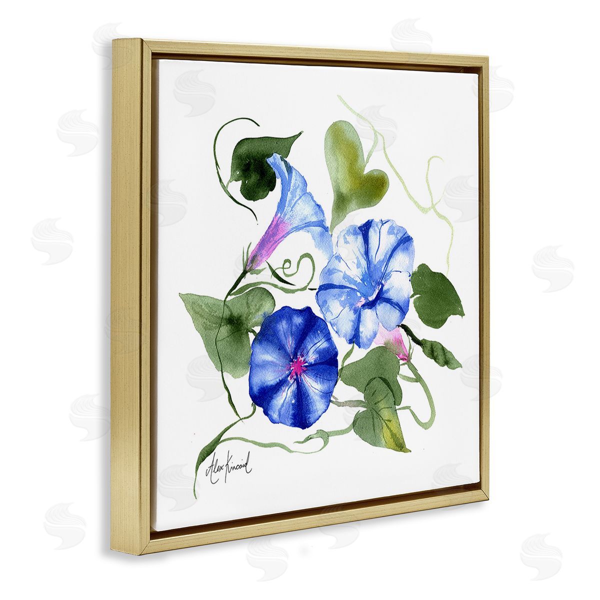 Alexandria Gilbert Kincaid Minimal Morning Glories Gold Floating Frame Canvas Wall Art Print