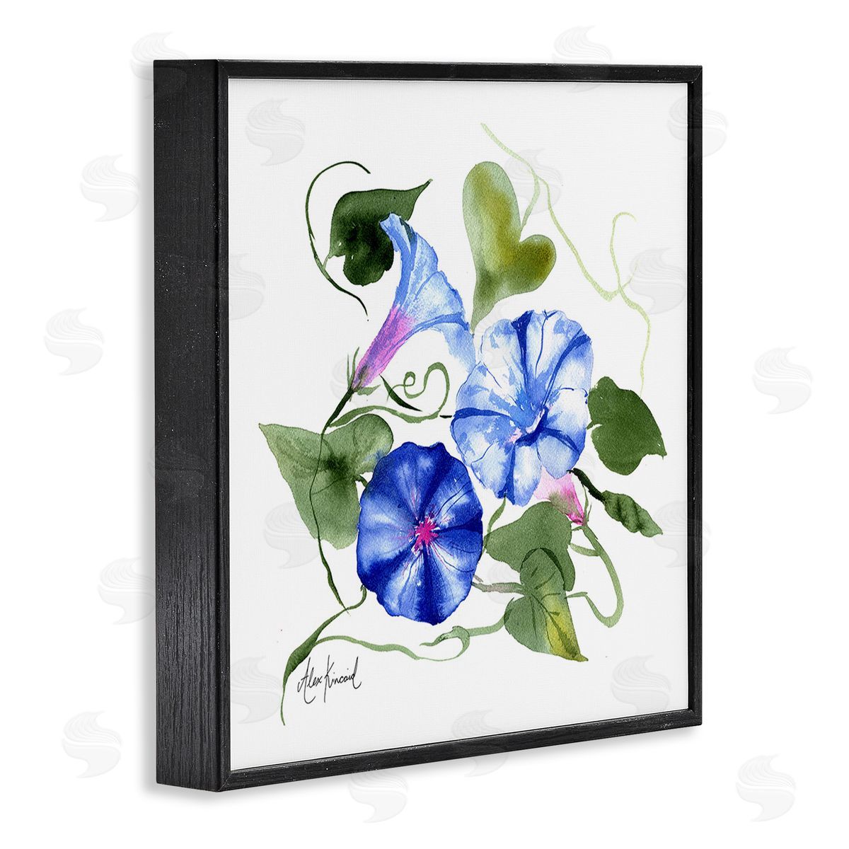 Alexandria Gilbert Kincaid Minimal Morning Glories Black Framed Giclee Wall Art Print
