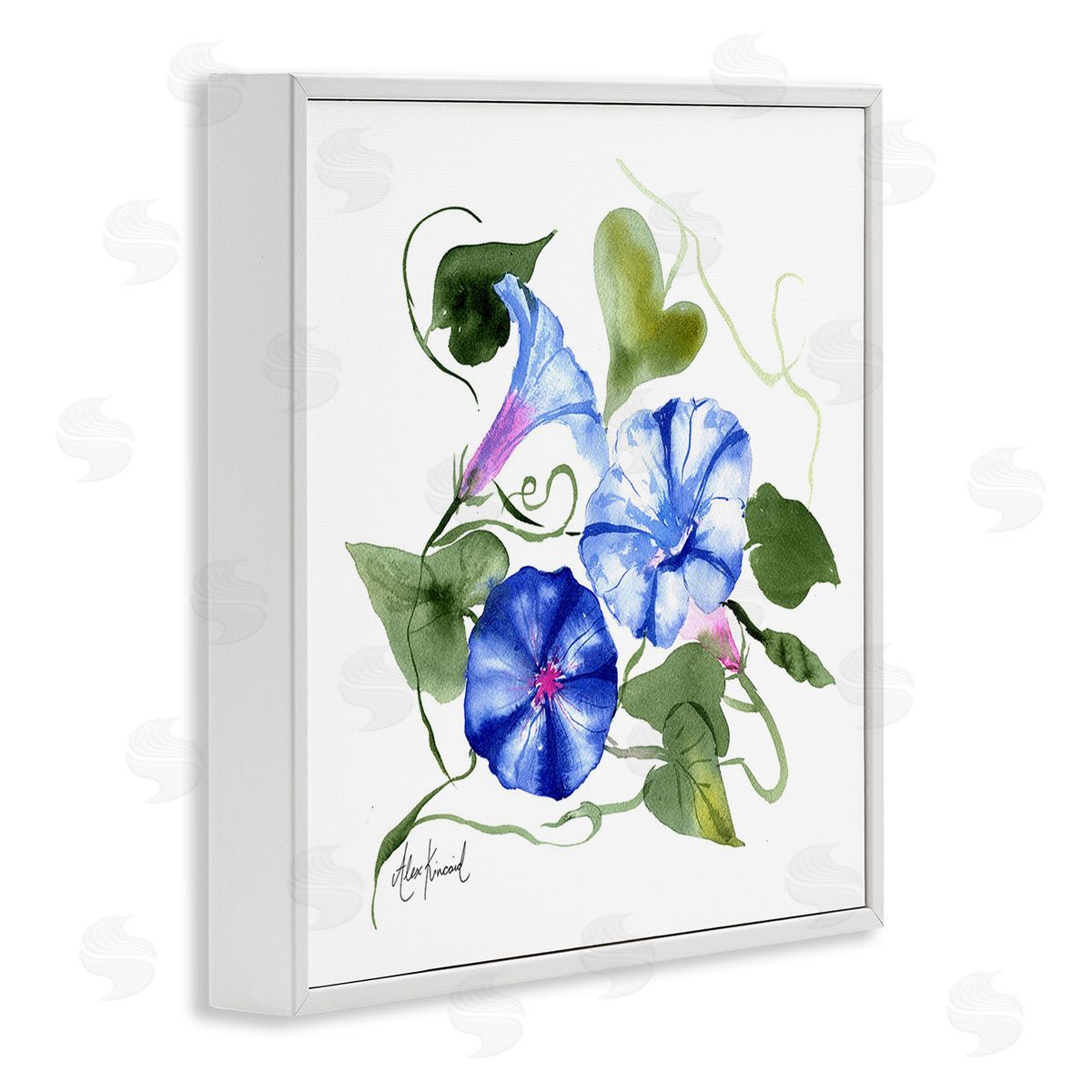 Alexandria Gilbert Kincaid Minimal Morning Glories White Framed Giclee Wall Art Print