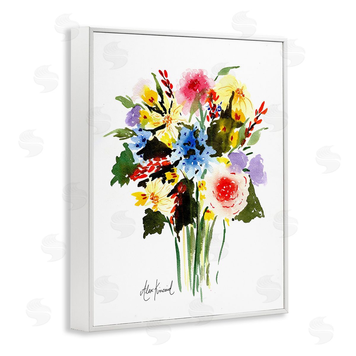 Alexandria Gilbert Kincaid Modern Bright Bouquet White Framed Giclee Wall Art Print
