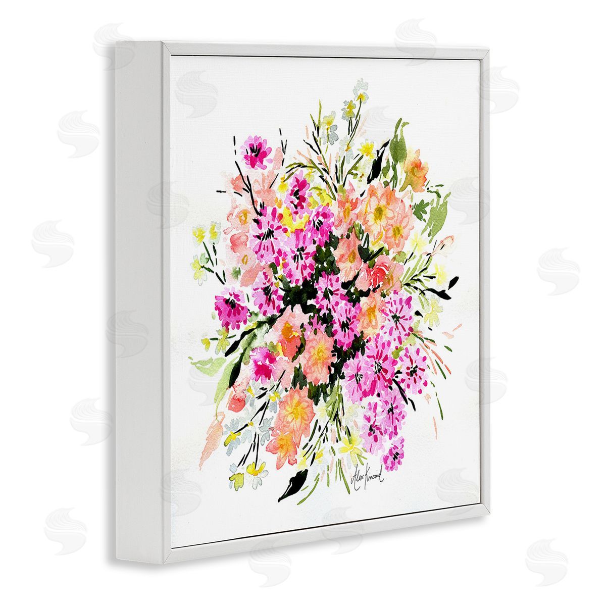 Alexandria Gilbert Kincaid Mums & Daisies Composition White Framed Giclee Wall Art Print