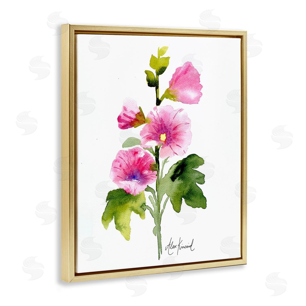 Alexandria Gilbert Kincaid Pink Watercolor Blossoms Gold Floating Frame Canvas Wall Art Print