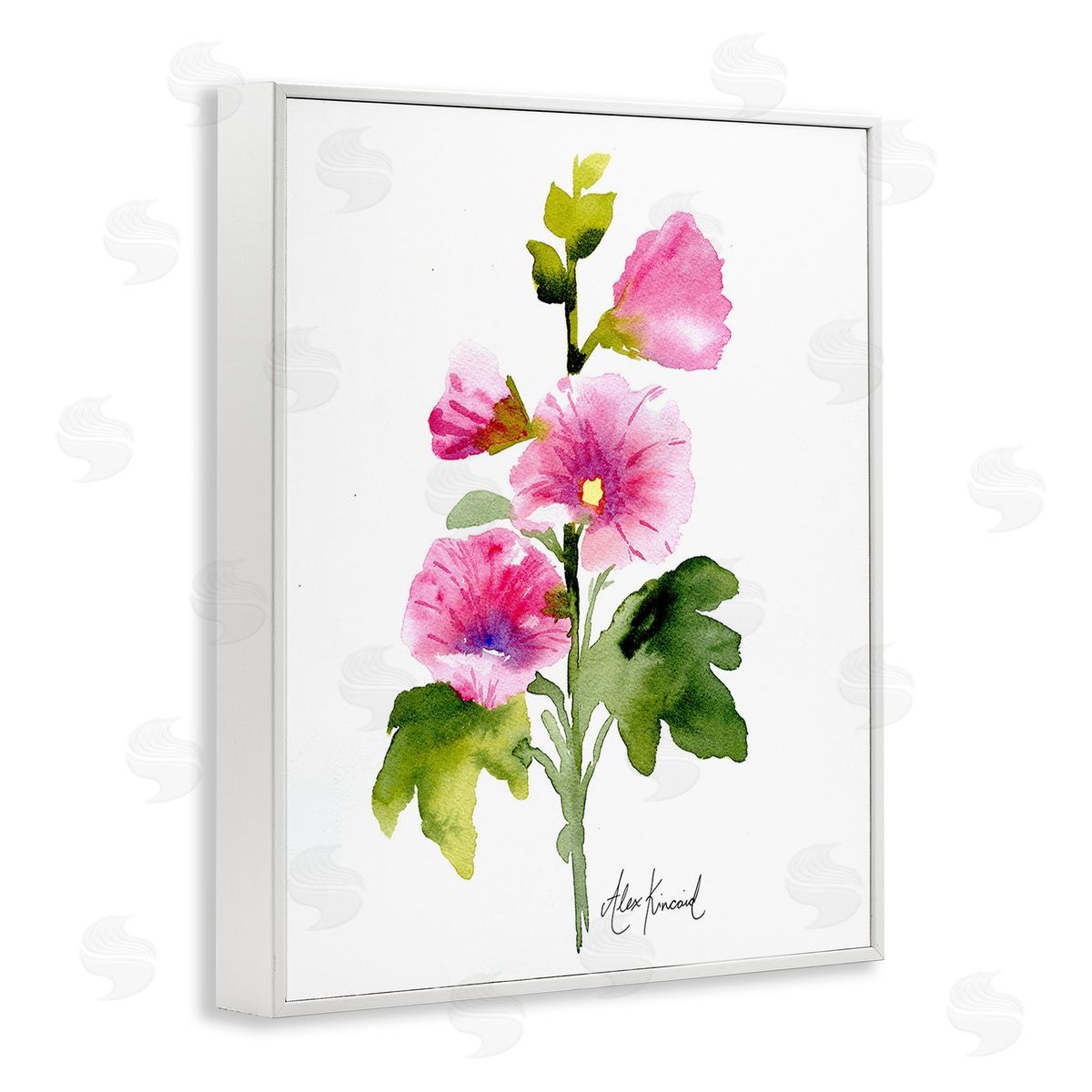 Alexandria Gilbert Kincaid Pink Watercolor Blossoms White Framed Giclee Wall Art Print