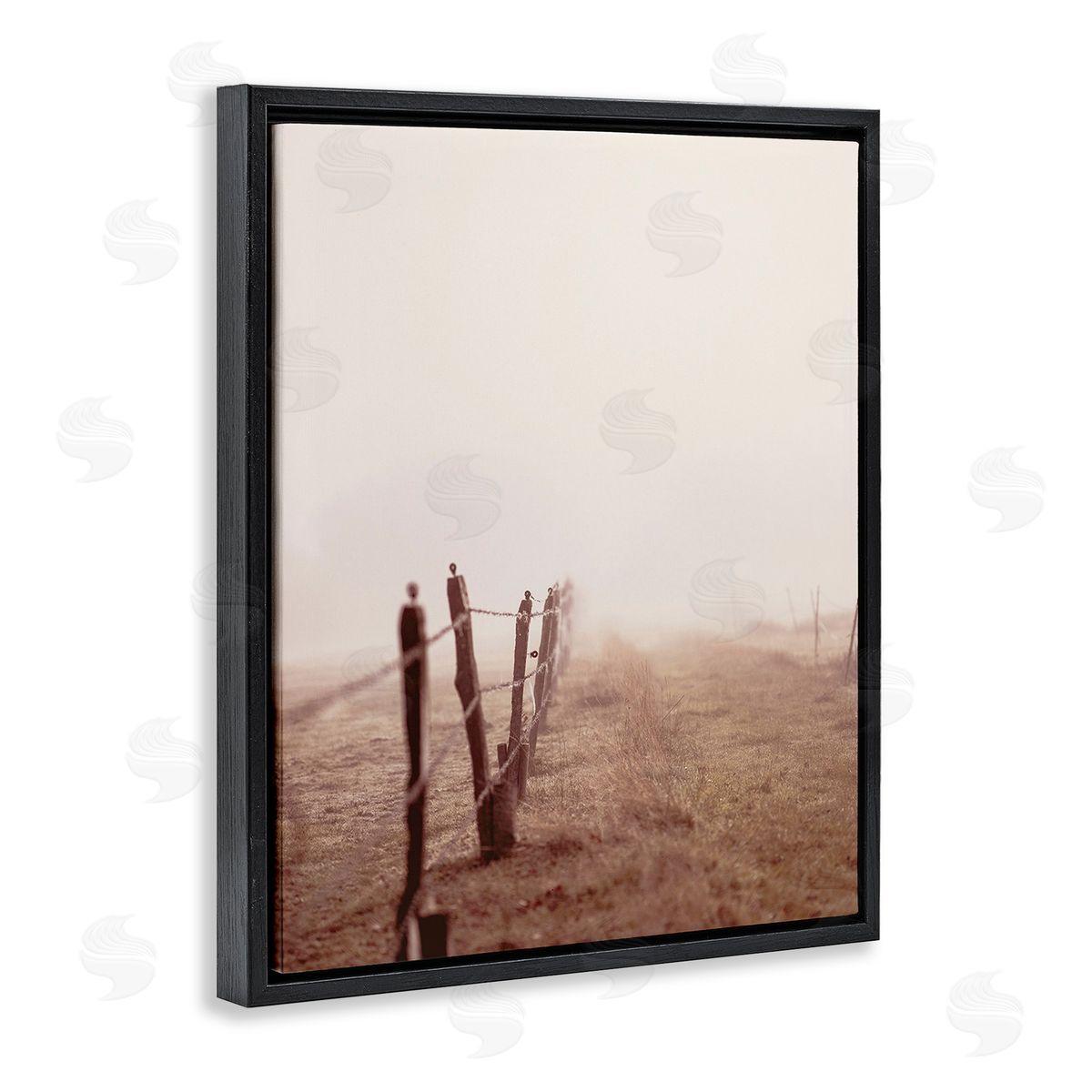 Leah Straatsma Quiet Foggy Countryside Black Floating Frame Canvas Wall Art Print