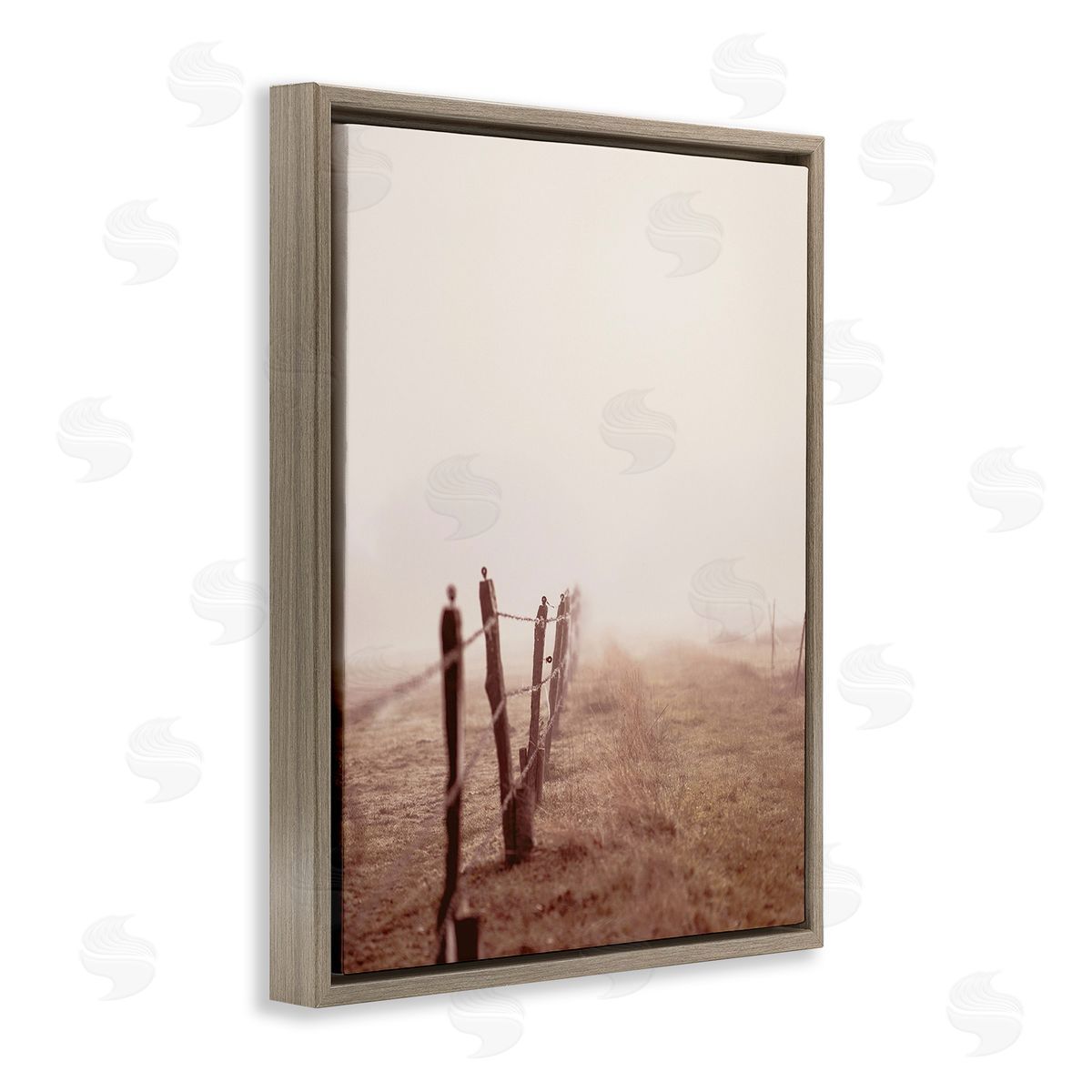 Leah Straatsma Quiet Foggy Countryside Brown Floating Frame Canvas Wall Art Print